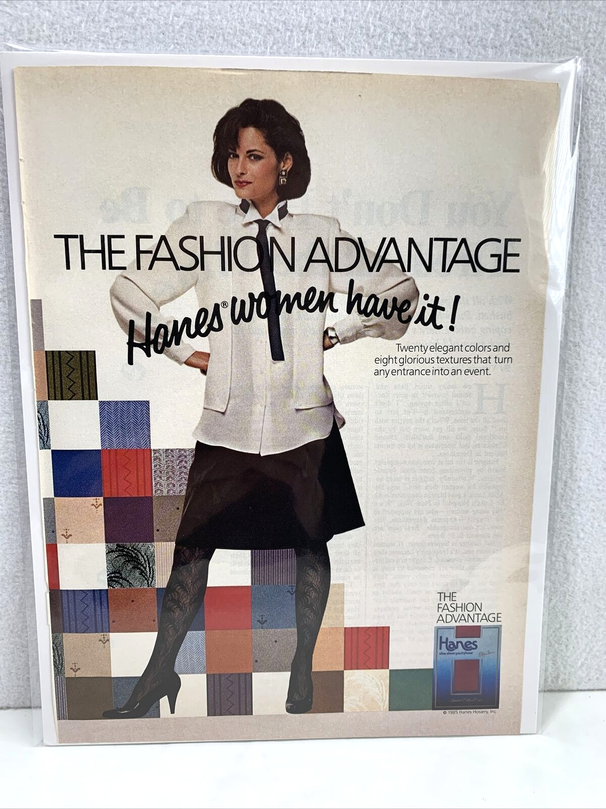 Vintage 1985 Print Ad Hanes Pantyhose Genuine Magazine Advertisement Ephemera