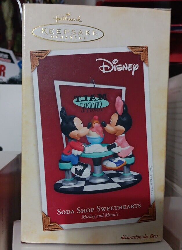 Hallmark Keepsake Ornament SODA SHOP SWEETHEARTS Disney Minnie Mickey Mouse NOS