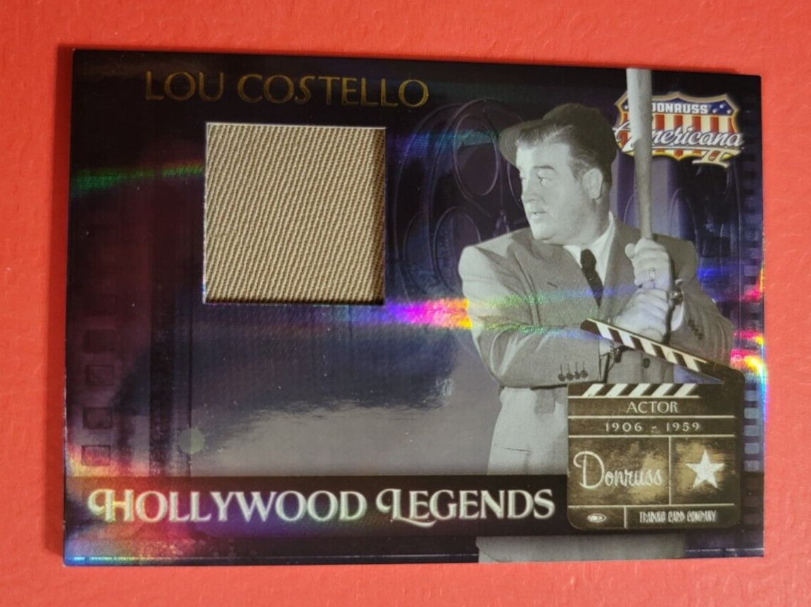 LOU COSTELLO WORN RELIC SWATCH CARD #380/500 2009 AMERICANA ABBOTT & WHOS ON 1st