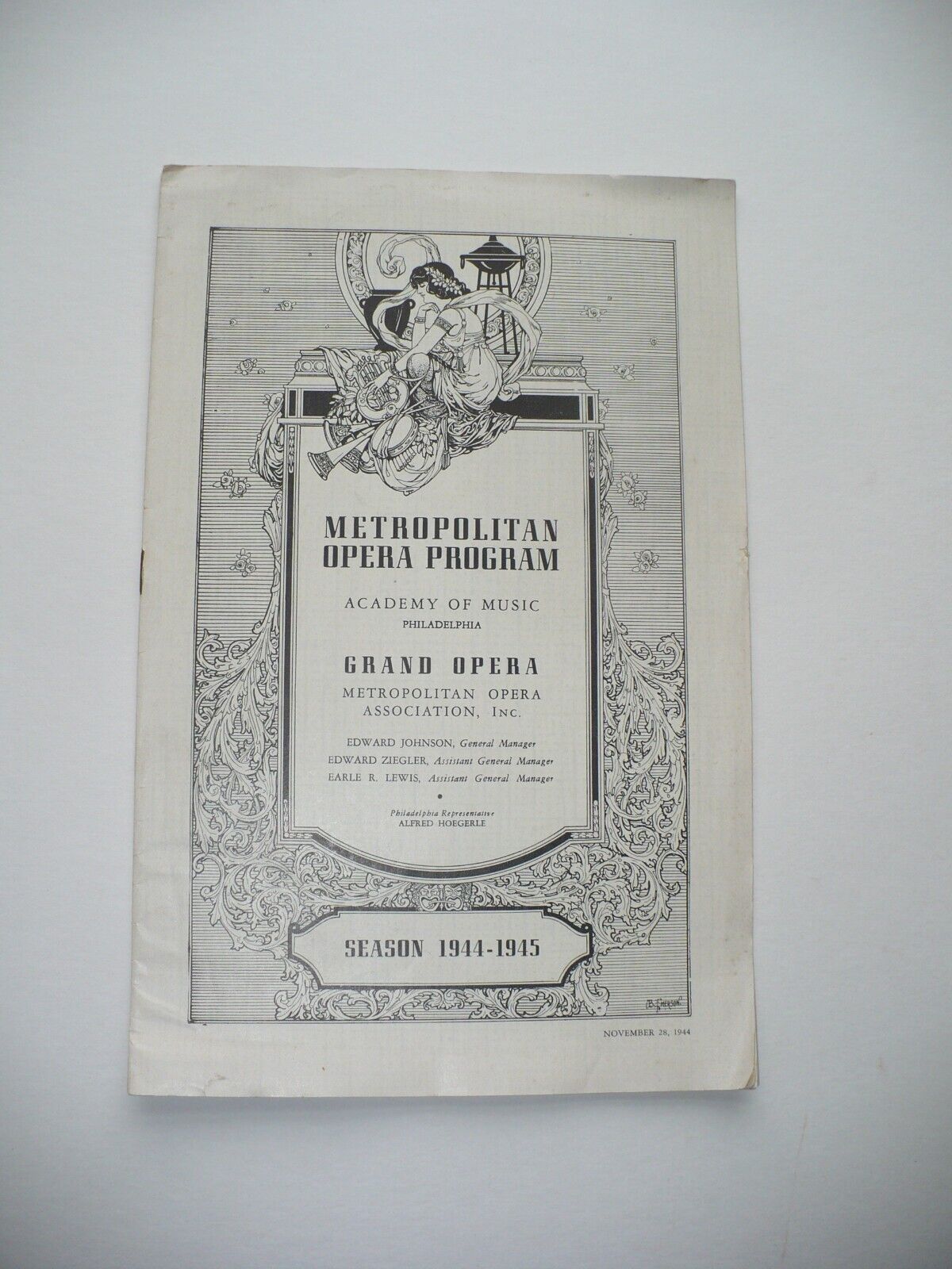 1944 AMERICAN BLANCHE THEBOM DEBUT PHILADELPHIA METROPOLITAN OPERA MUSIC PROGRAM
