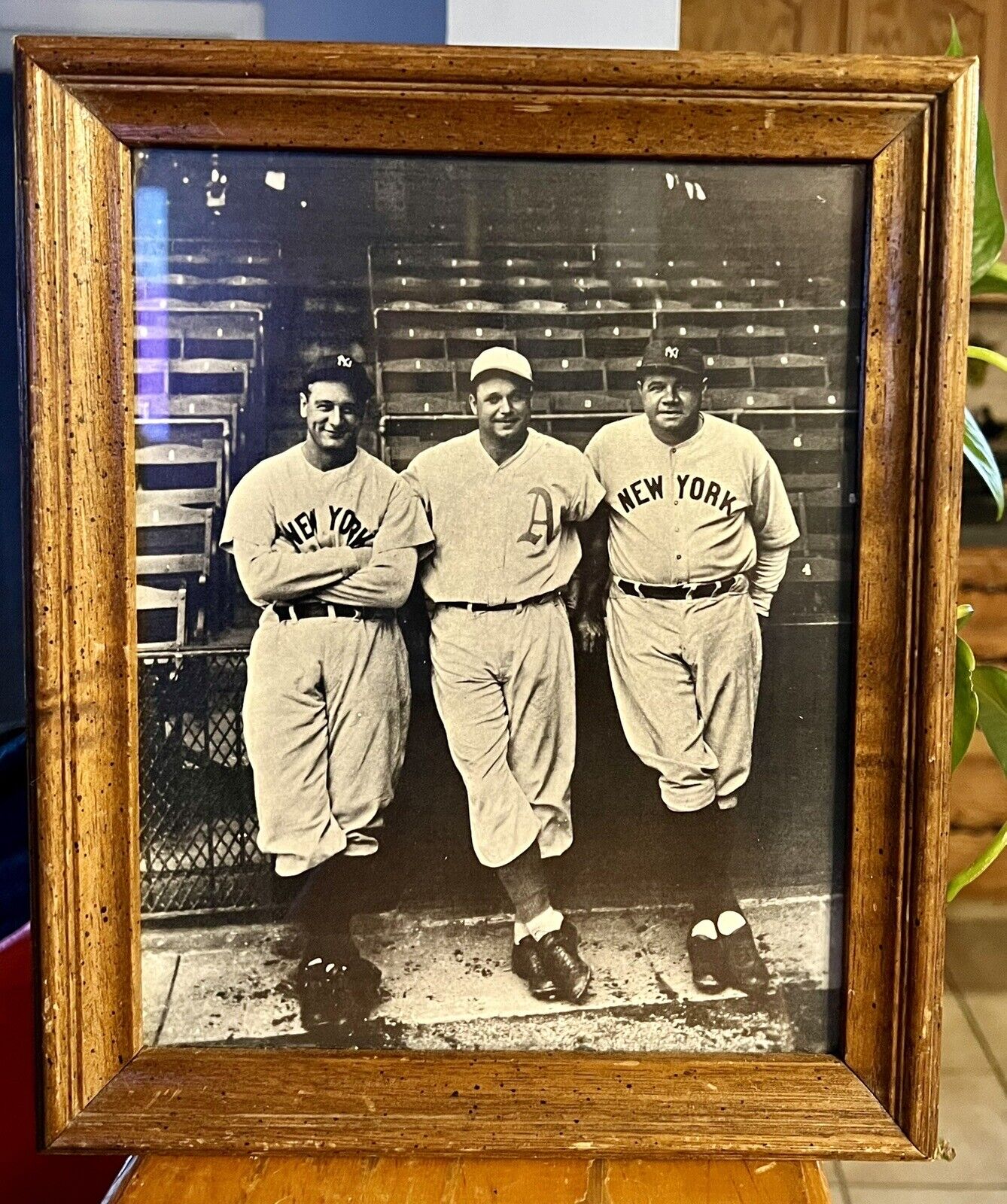 Framed Black & White Photo Legends of Summer ~ Babe Ruth-Lou Gehrig-Jimmie Foxx