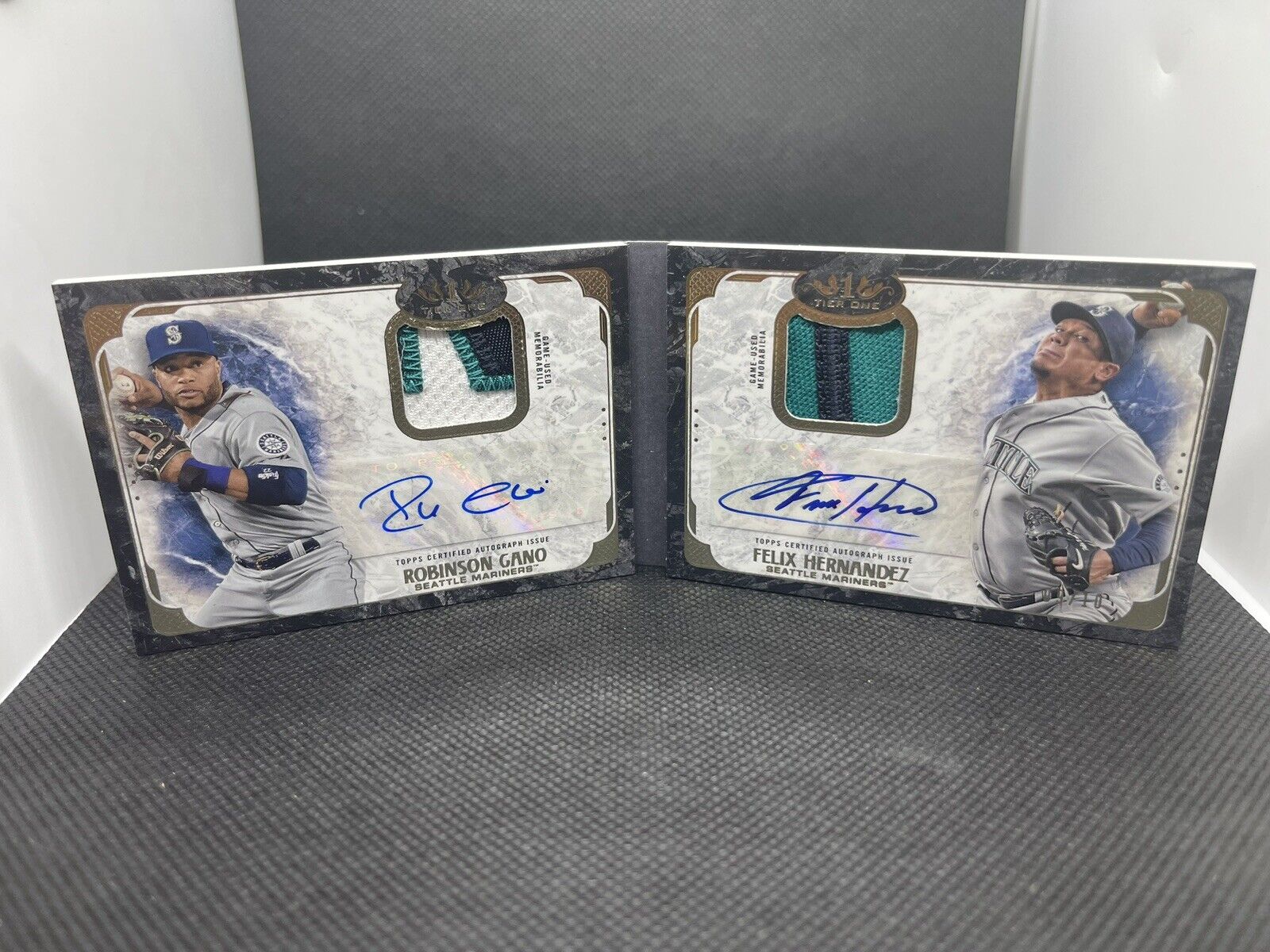 Topps Tier One Felix Hernandez Robinson Cano Dual Patch Auto Booklet #9/10 SSP