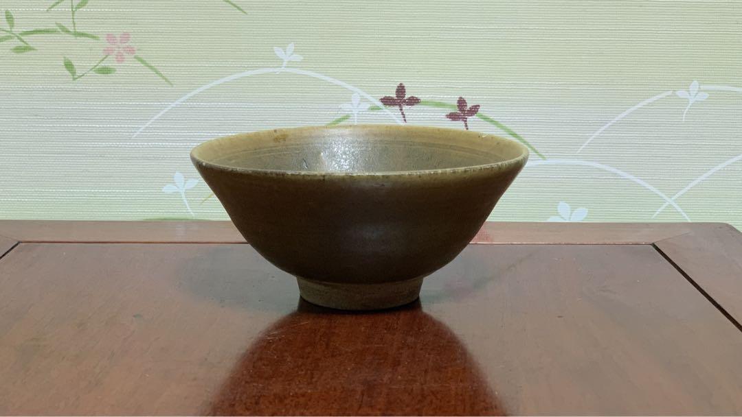 Matcha bowl tea ceremony Antique Soba Glaze  Arm  Utensils Leaves End