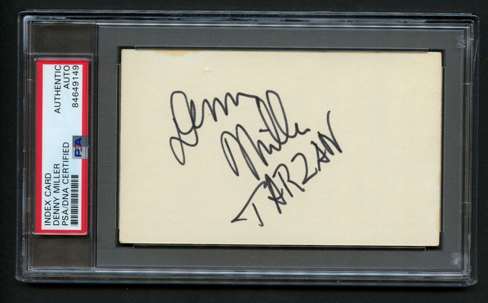 Denny Miller signed autograph Vintage 3x5 Actor: Wagon Train & Tarzan PSA Slab