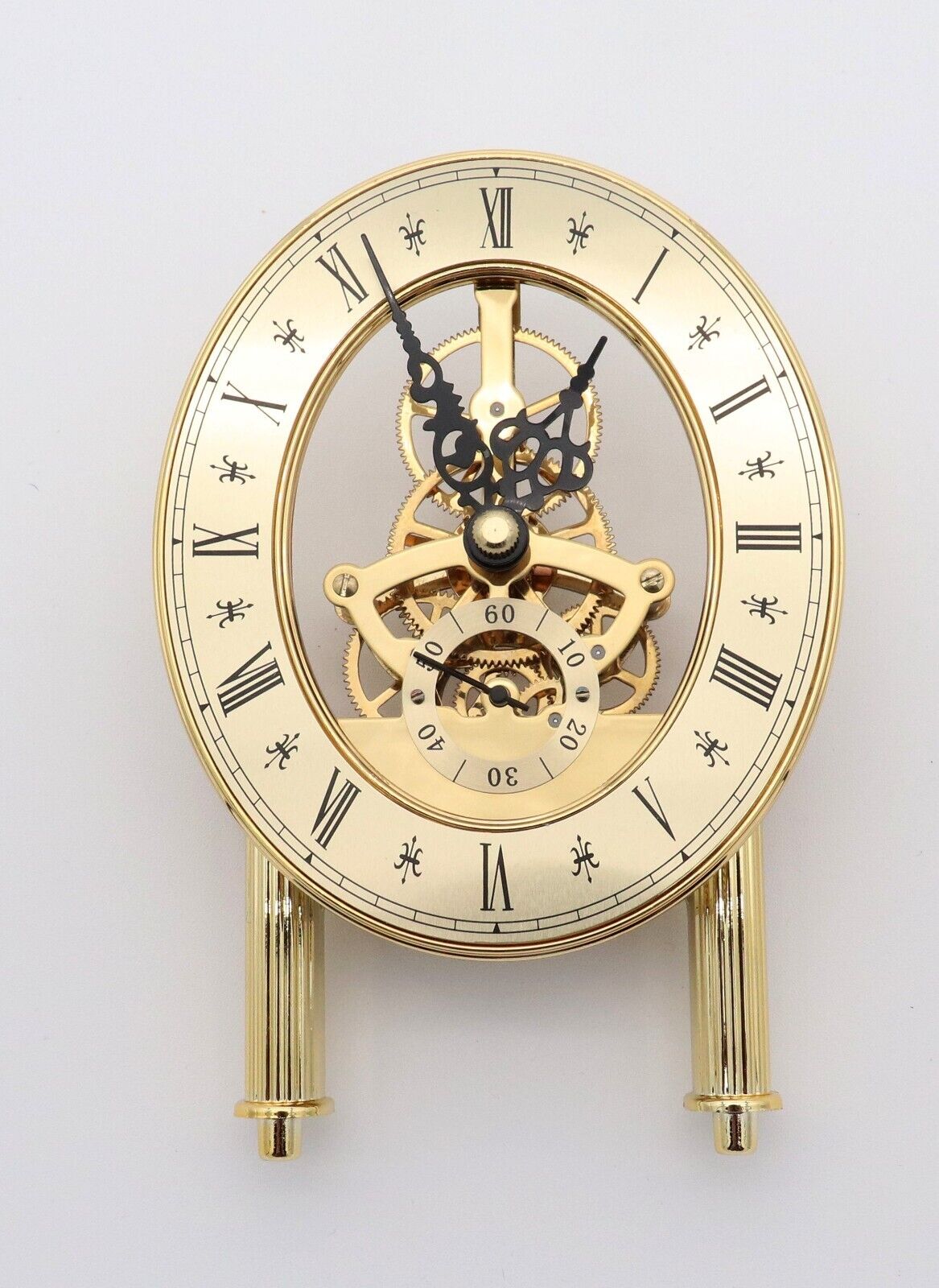 Anniversary Quartz Skeleton Clock Movement With OVAL Dial Gold 5 7/8\