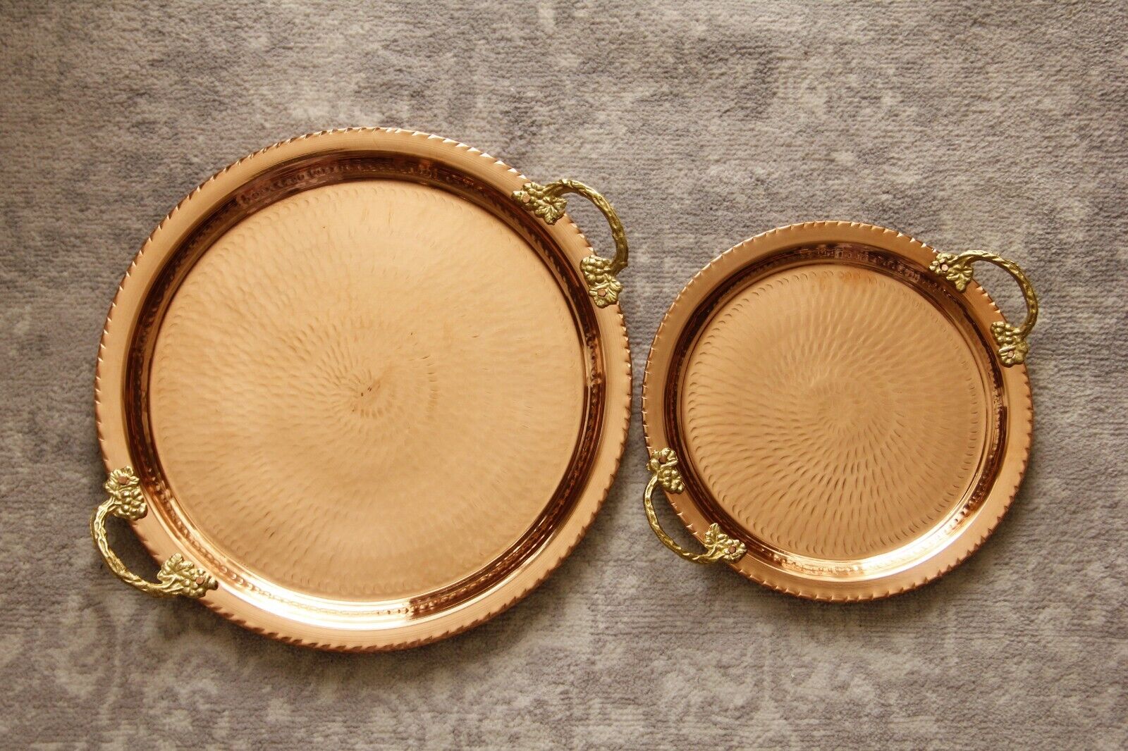 Handmade Copper Serving Tray, Round Tray, Large Tray, Vintage Tray, Decorative