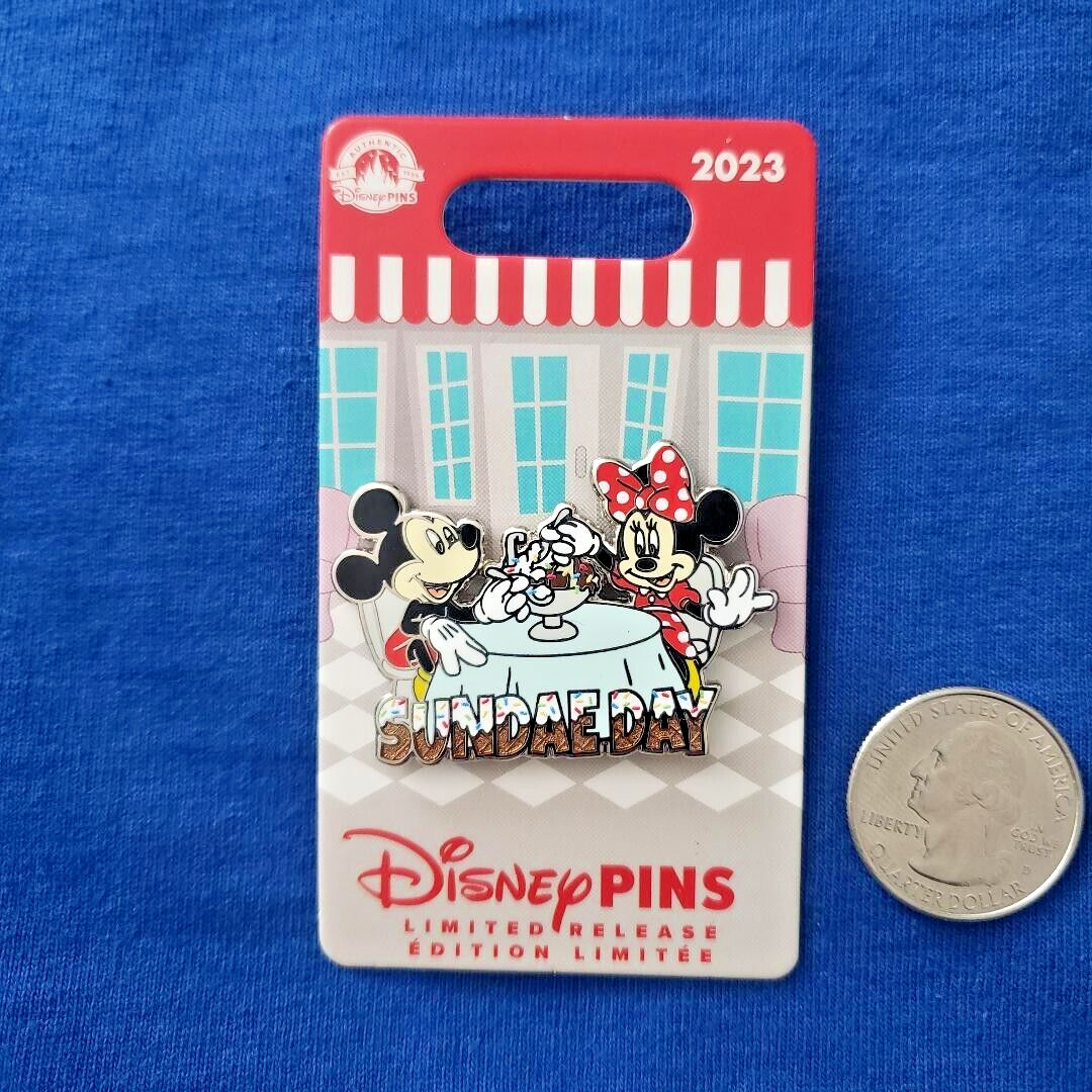 NEW DISNEY LIMITED RELEASE MICKEY & MINNIE MOUSE SUNDAE DAY PIN 2023
