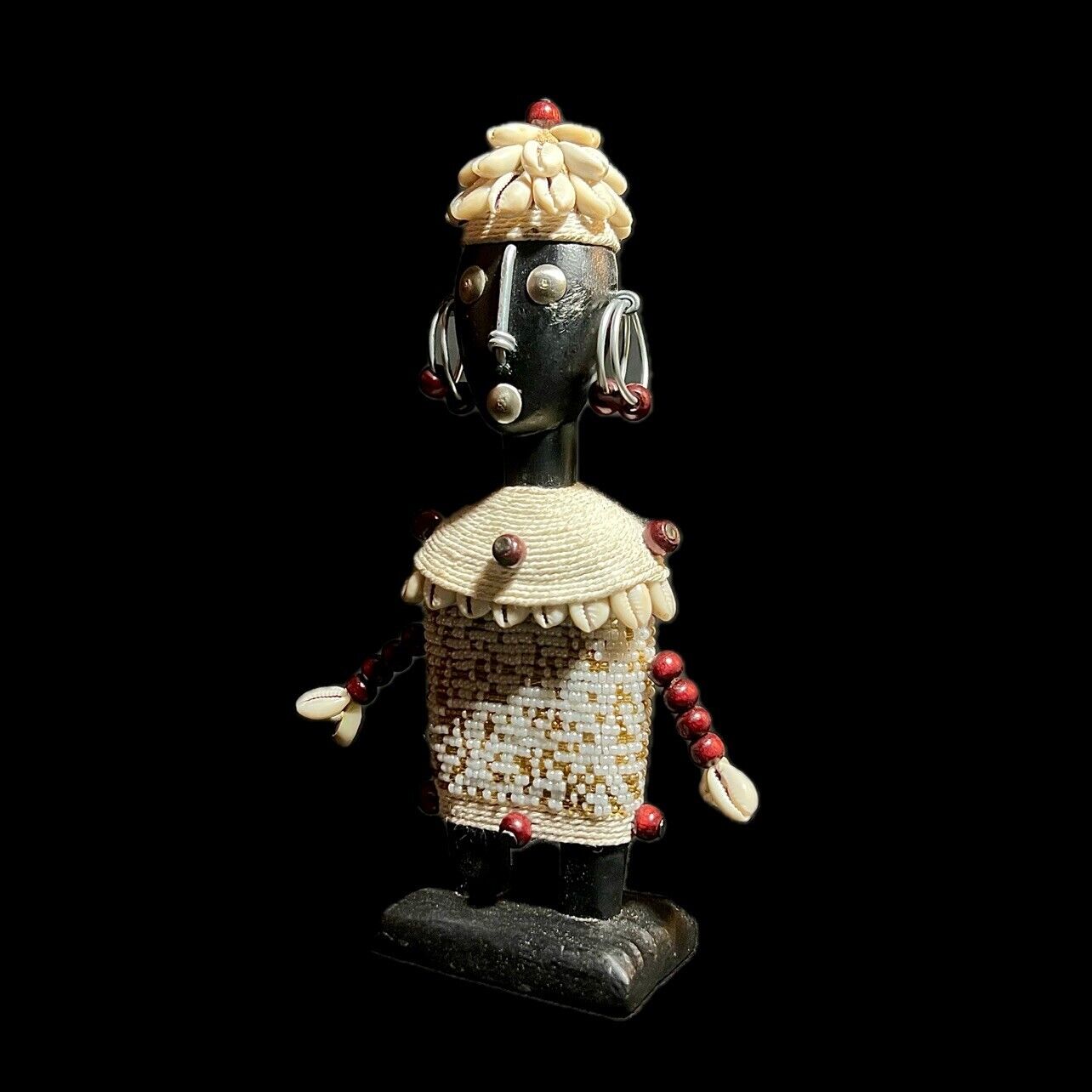 African Limited Edition white Beaded Namji Doll Home Décor statue-G1070
