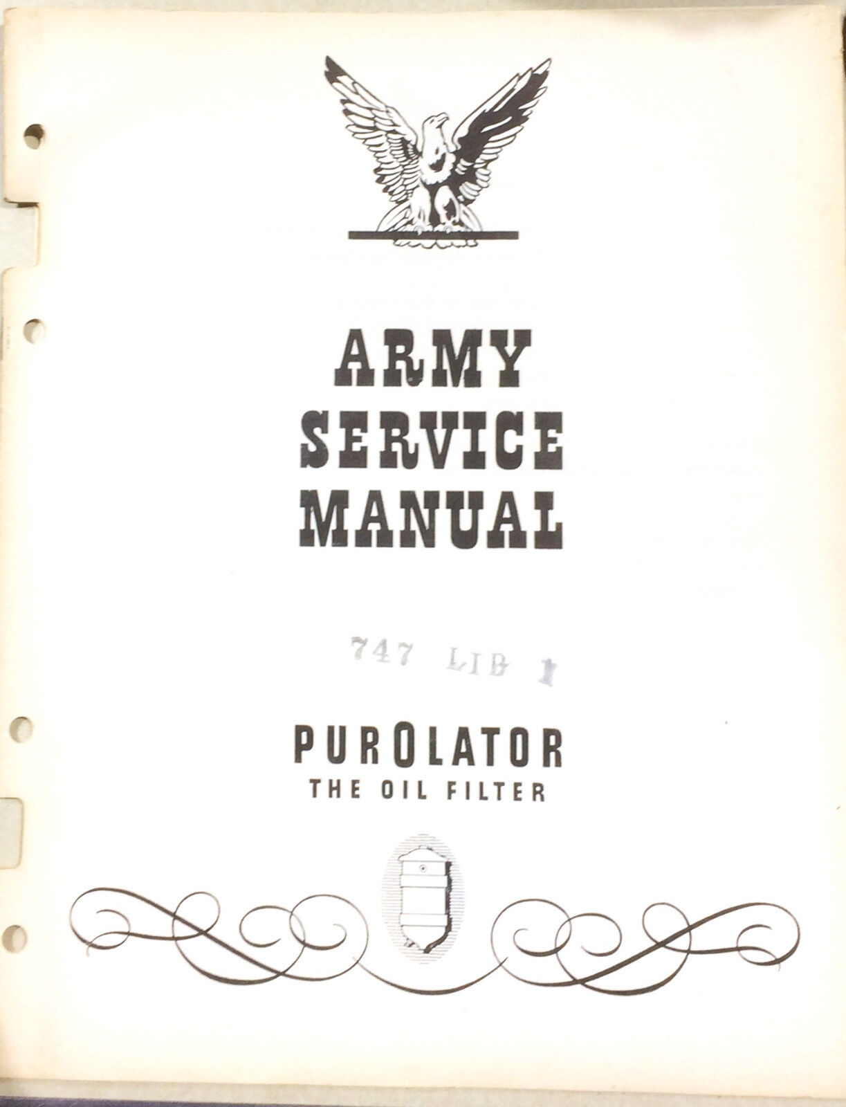 WW2 ArmyService Manual The Oil Filter by PurOlator GPW MB GMC Dodge CCKW DUKW