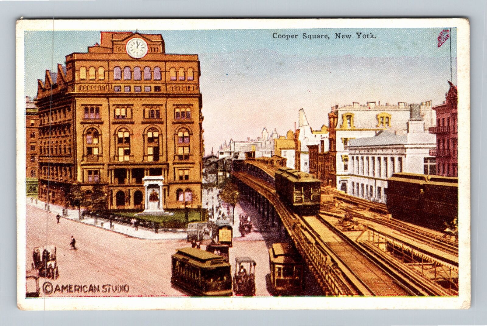New York City NY,, Cooper Square Vintage Souvenir Postcard