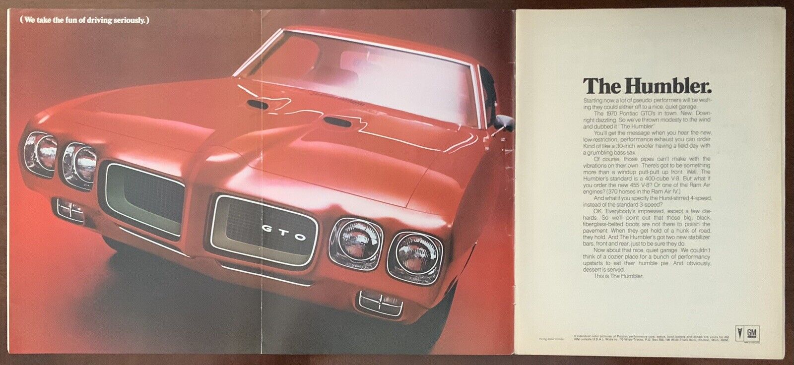 Original 3-Page 1970 Pontiac GTO “The Humbler” Color Ad