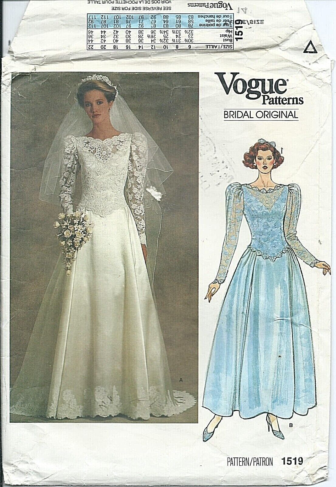 Vogue 1519 sewing pattern Bridal GOWN Wedding DRESS PETTICOAT sew LOVELY size 14