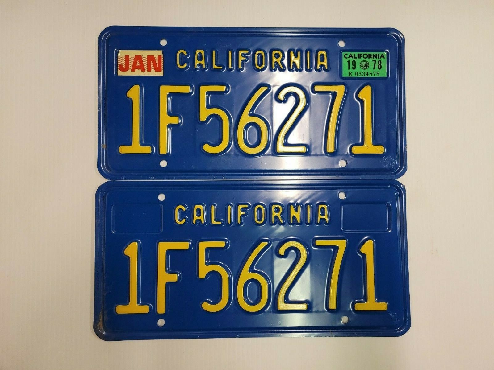 1978  California PAIR   License Plate Tag SUPERB NOS