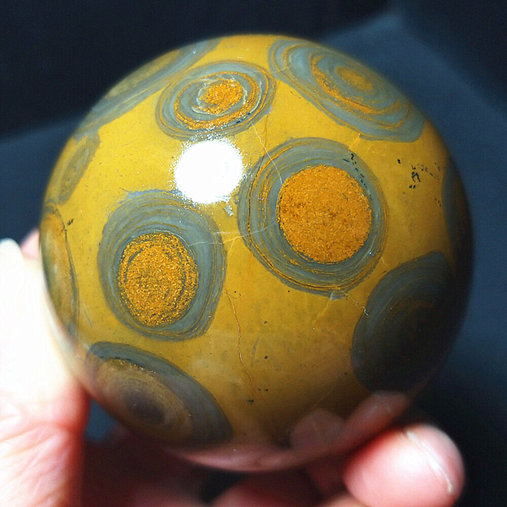 TOP 285G Natural Polished Money Banded Agate Crystal Sphere Ball Healing B298
