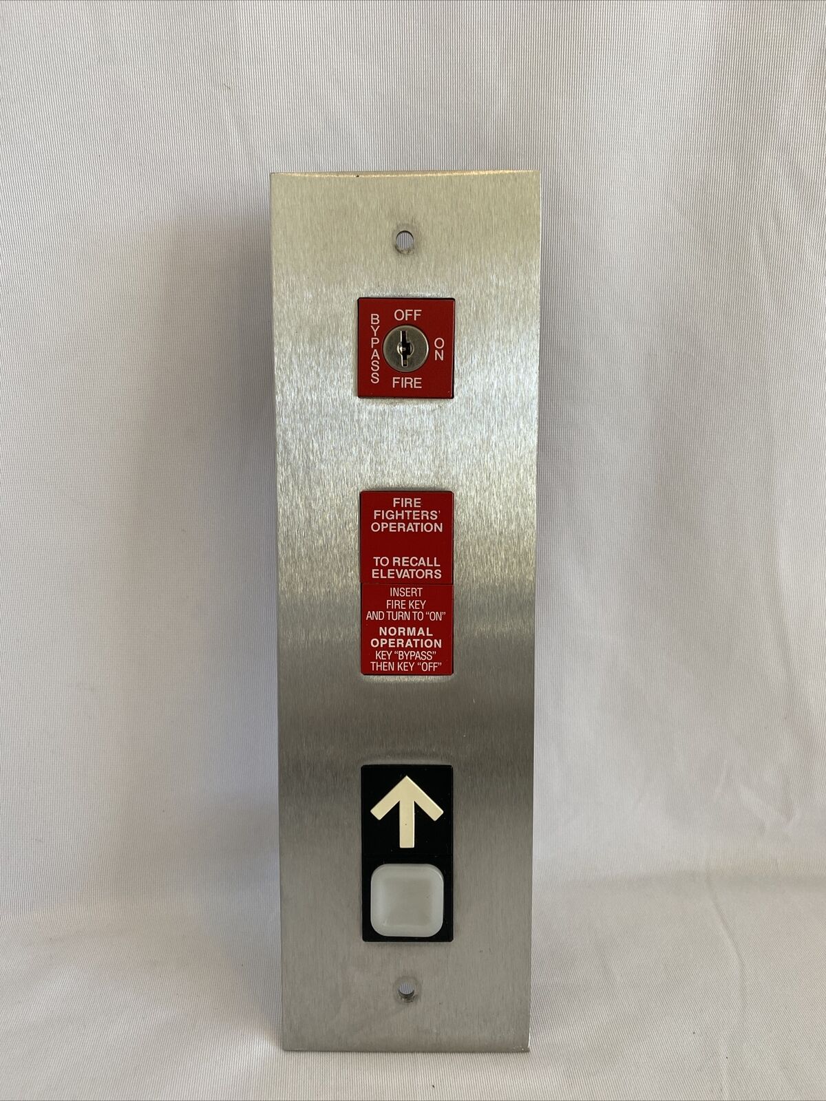 Vintage Dover Impulse Elevator Call Station With Fire Key Switch and Signage