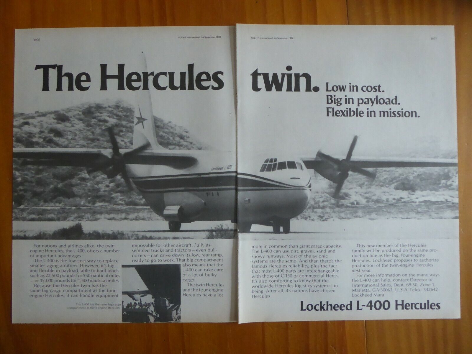 9/1978 PUB LOCKHEED L-400 HERCULES TWIN CARGO AIRCRAFT ORIGINAL AD