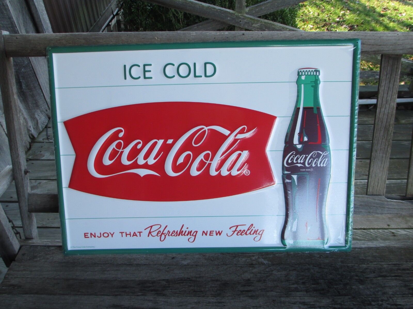 Coca-Cola Steel Sign Fishtail Ice Cold Coca-Cola Logo