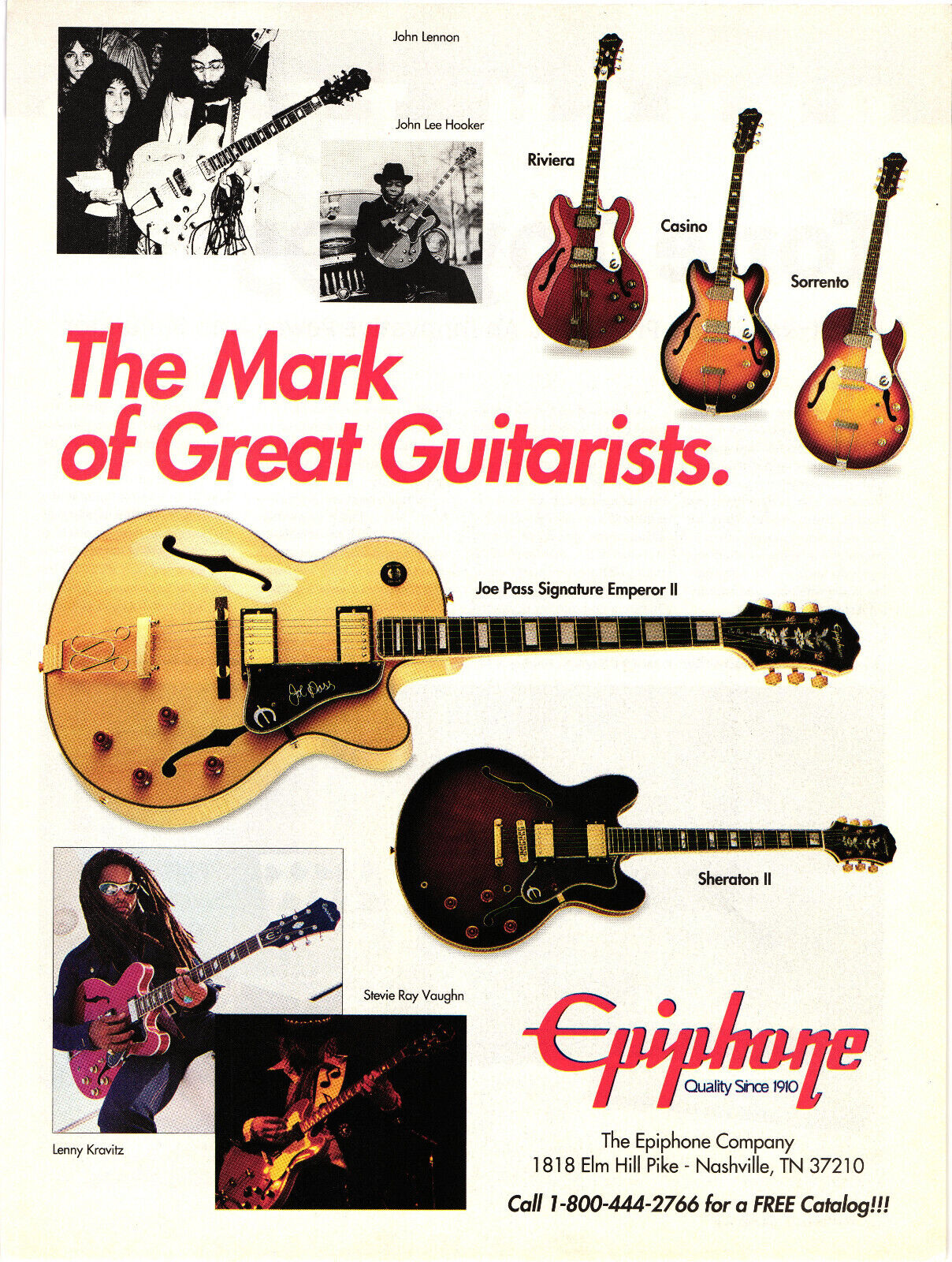 Epiphone The Mark of Great Guitarists. Print Advert