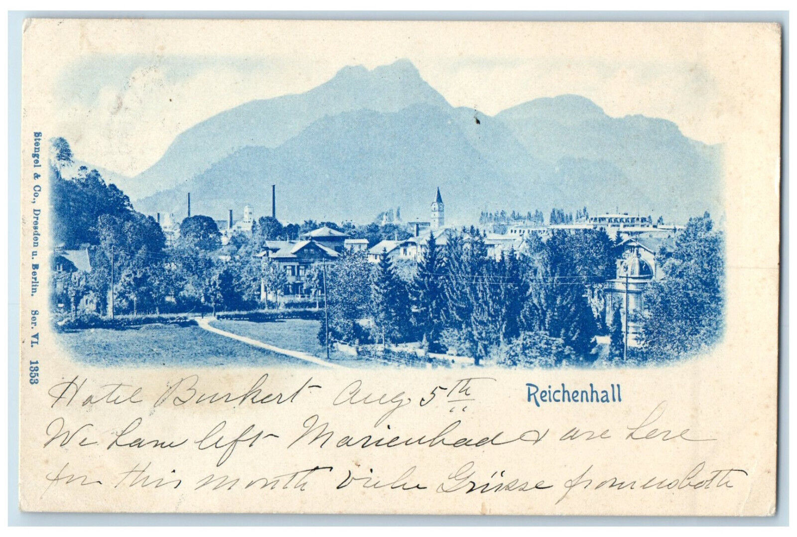1899 Mountain Buildings View Bad Reichenhall Germany Posted Antique Postcard