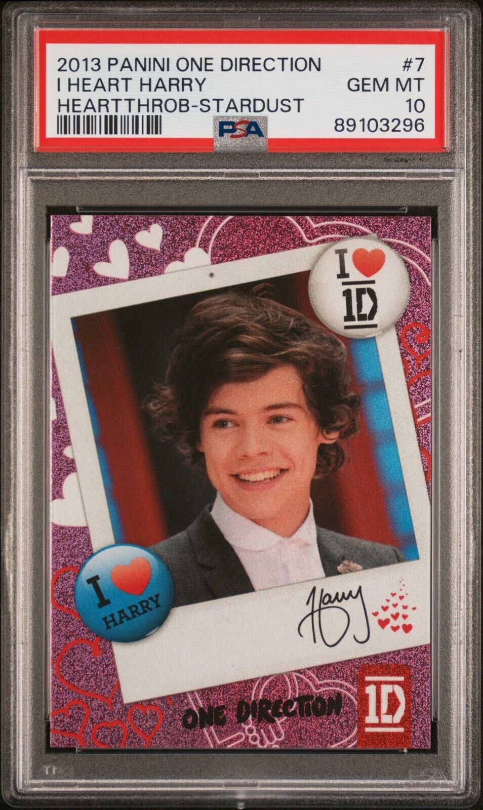 Harry Styles 2013 Panini One Direction #7 Heartthrob Stardust RC PSA 10 Gem Mint
