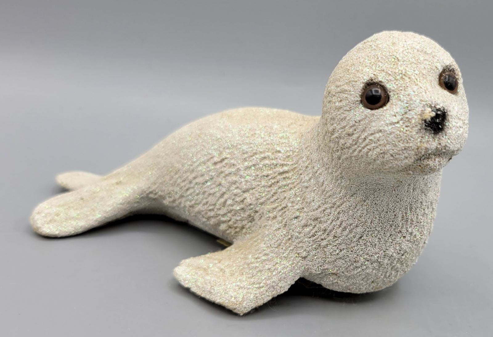 Vintage Sand Sculpture Baby Seal Art Animal Figurine by Florida Sand Sculptures