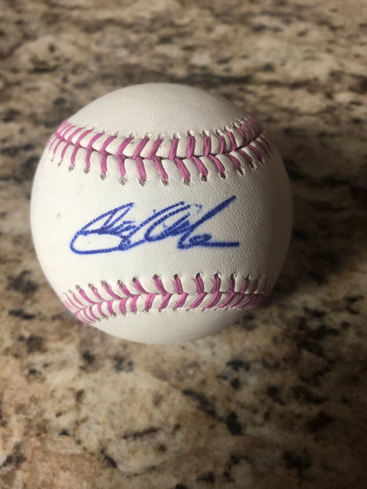 gerrit cole autographed pink baseball