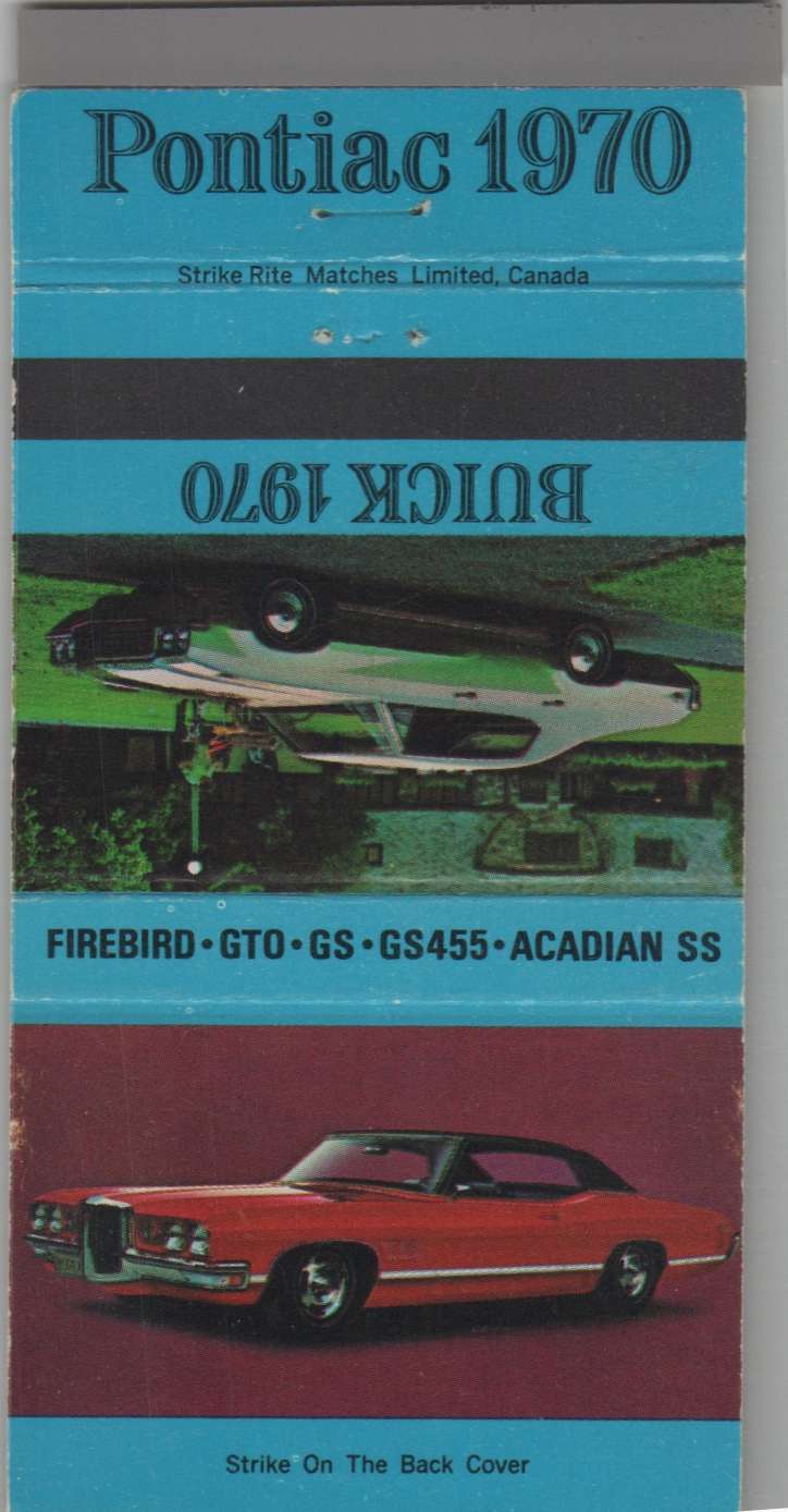 Matchbook Cover - 1970 Pontiac Dealer Pierre Pilote Motors Fort Erie, ON