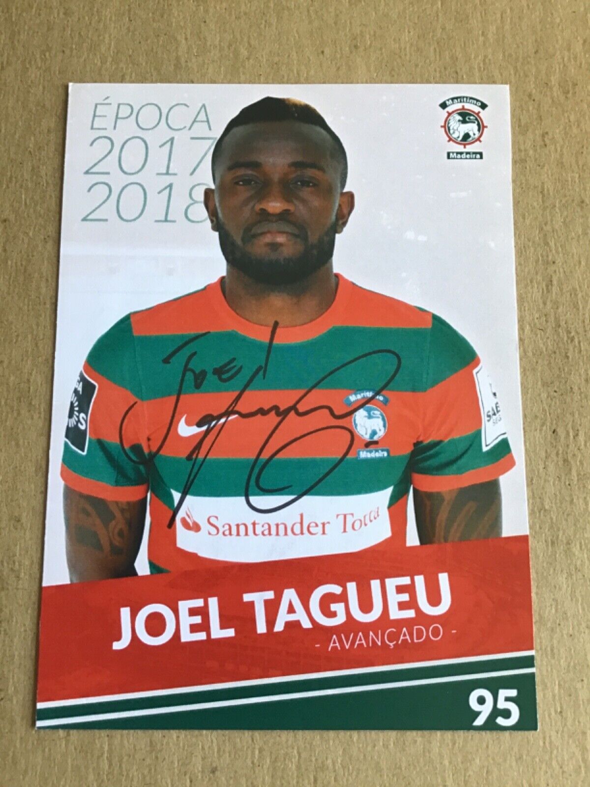 Joel Tagueu, Cameroon 🇨🇲 CS Marítimo 2017/18 hand signed