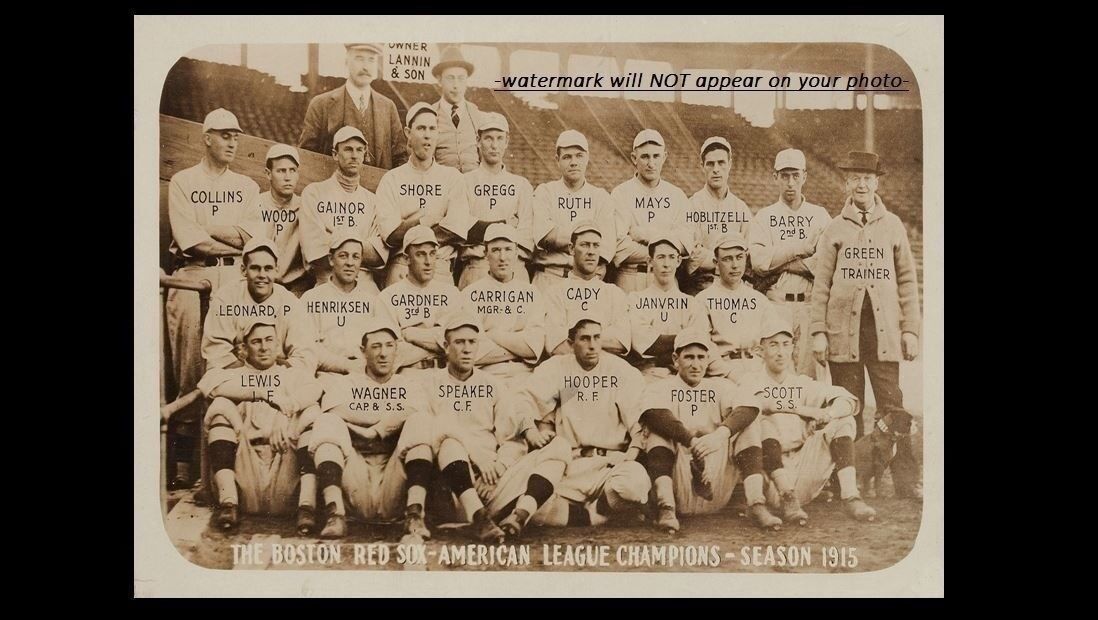 Rare 1915 Babe Ruth Team PHOTO Boston Red Sox, ROOKIE,Fenway Park, World Series