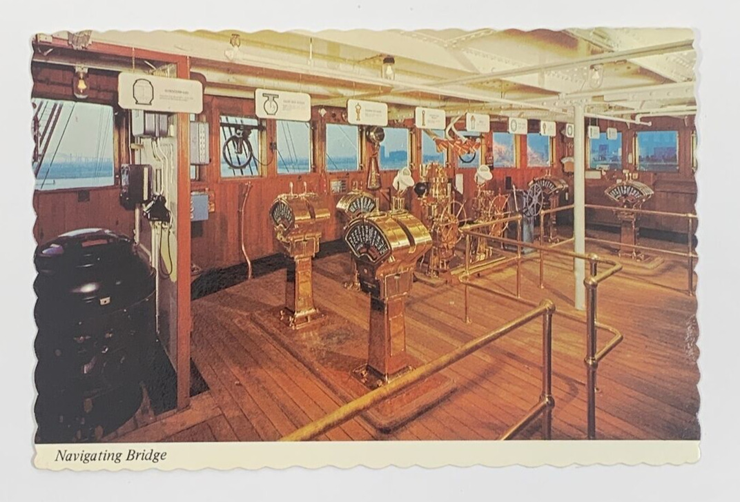 Queen Mary Navigating Bridge Official Souvenir Postcard
