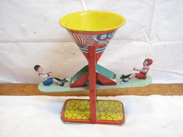 Vintage J. Chein Tin Litho Busy Mike Sand Toy Teeter Totter See Saw Balance