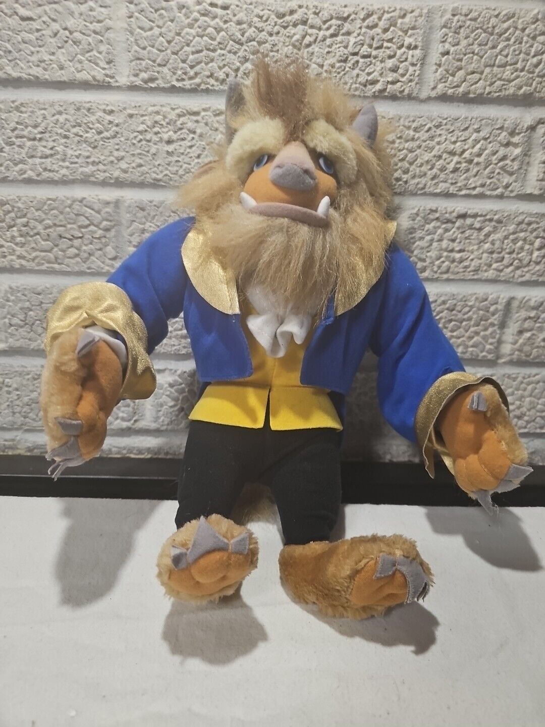 Disney Mattel Beauty and Beast Plush 1992 Doll 15in Lion Man in Suit Vintage