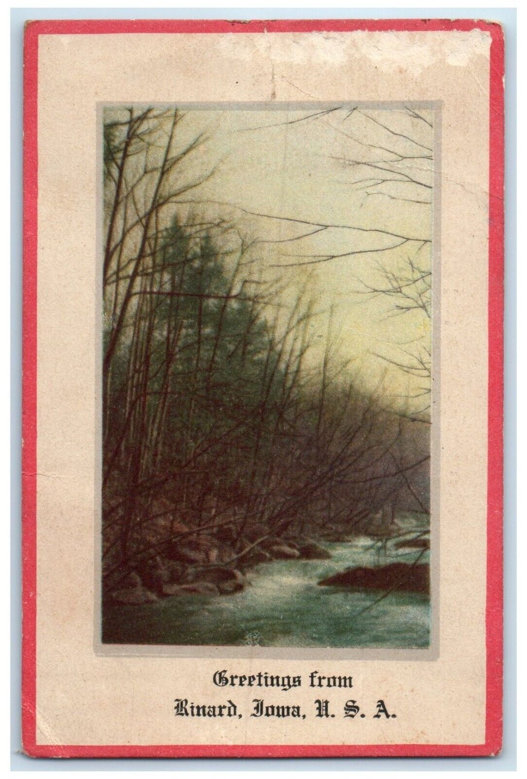 1917 Greetings From River Lake Rinard Iowa Vintage Antique IA Vintage Postcard
