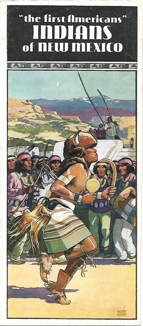 1938 Illustrated Book NEW MEXICO INDIANS Artwork by Willard Harold Andrews + Map