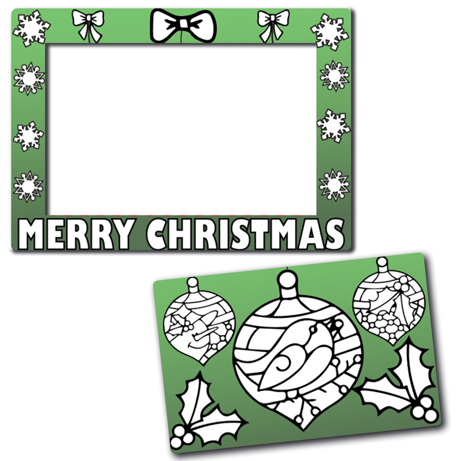 Christmas Ornaments Picture Frame Magnet 5x7 & cut out center & crayons