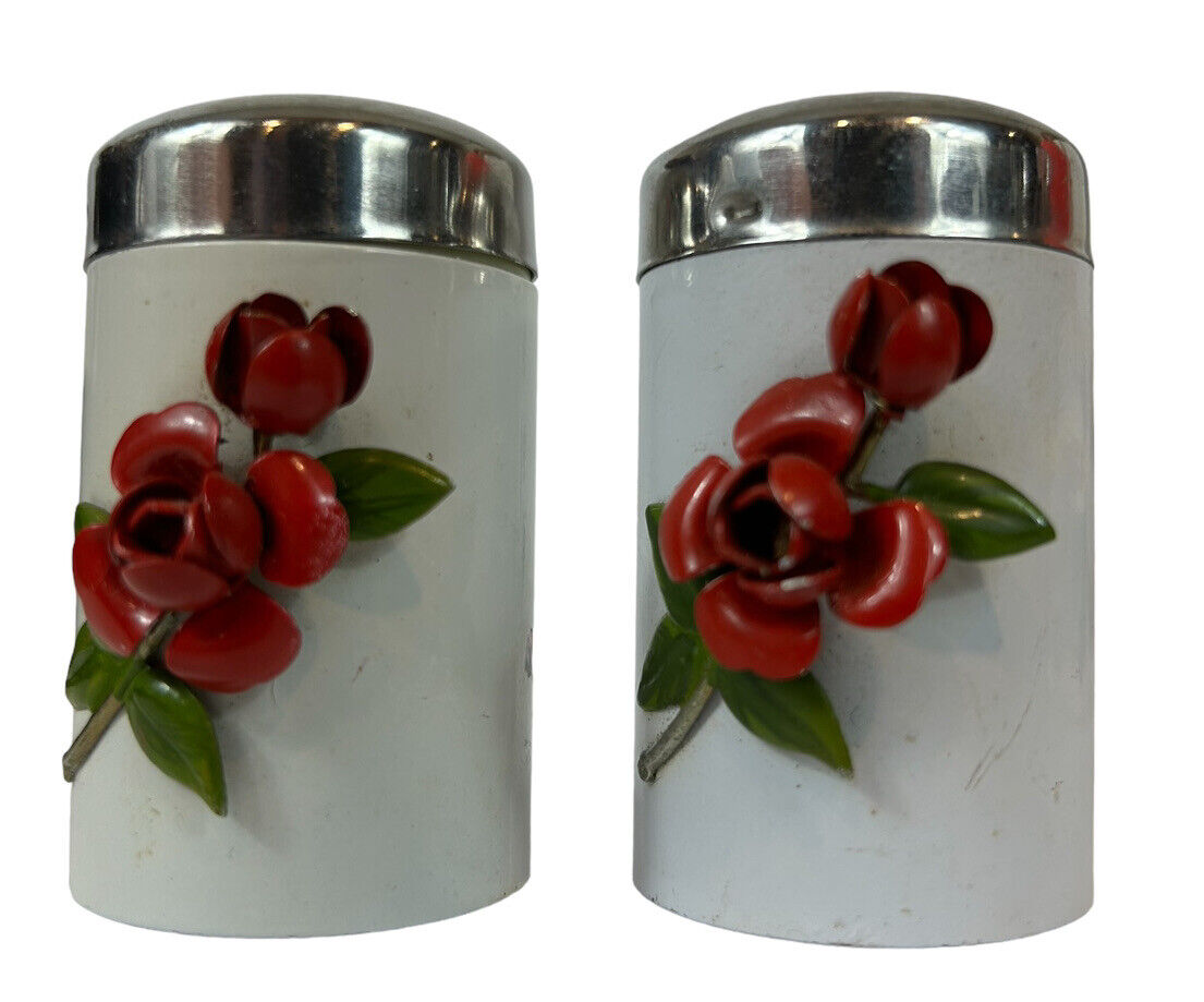 Vintage Rose Salt Nad Pepper Shakers Made In Korea