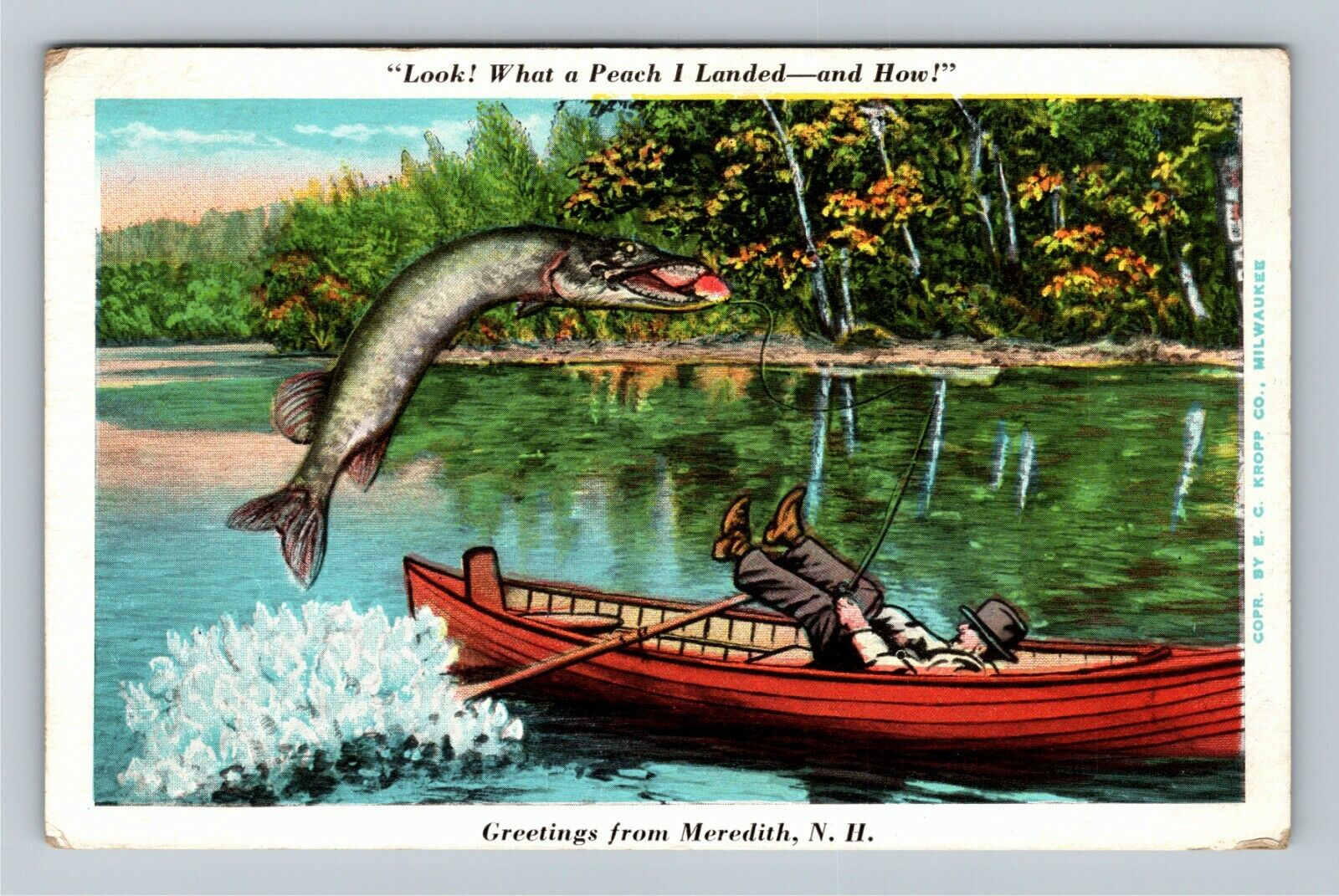 Meredith NH-New Hampshire, General Greetings, Fishing, c1960 Vintage Postcard