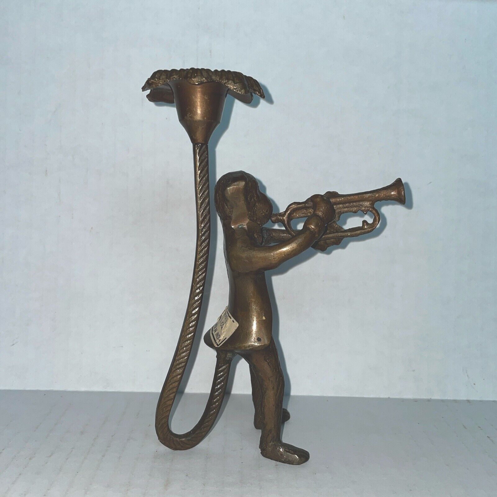 VTG Solo Brass Monkey Trumpet Candle Holder