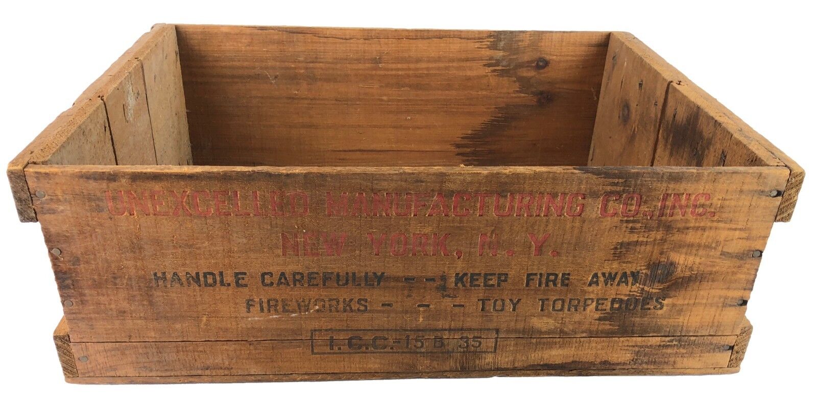 UNXLD Flash Torpedoes Unexcelled New York 5 Gross Vintage Wood Fireworks Crate