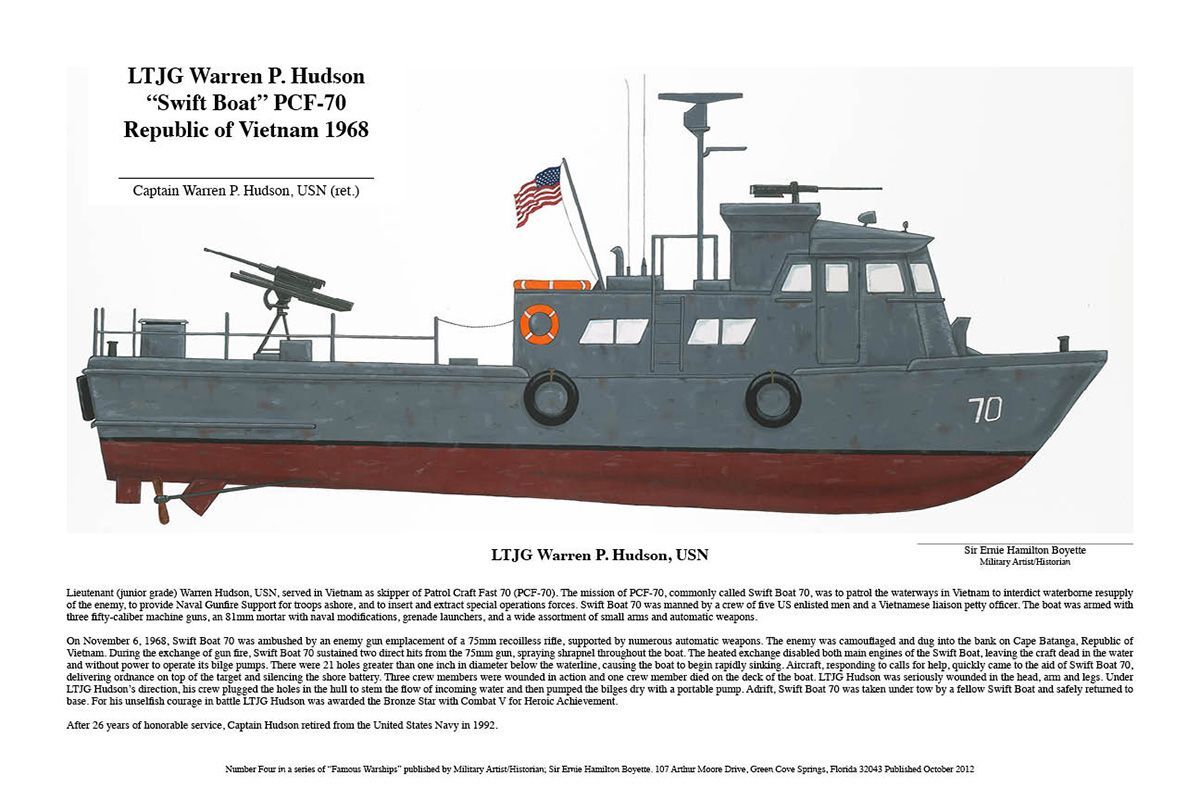 Vietnam, Swift Boat, Signed by Navy Captain, Navy Art Print, Ernie Boyette