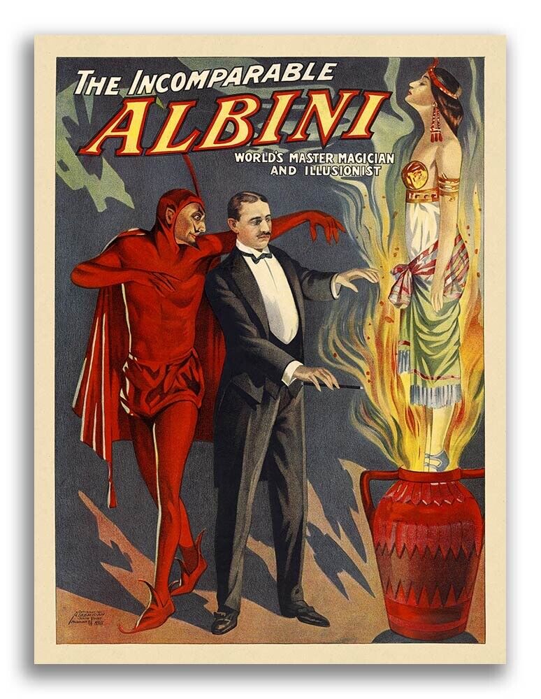 Albini The Incomparable Magician - 1911 VIntage Style Magic Poster - 18x24