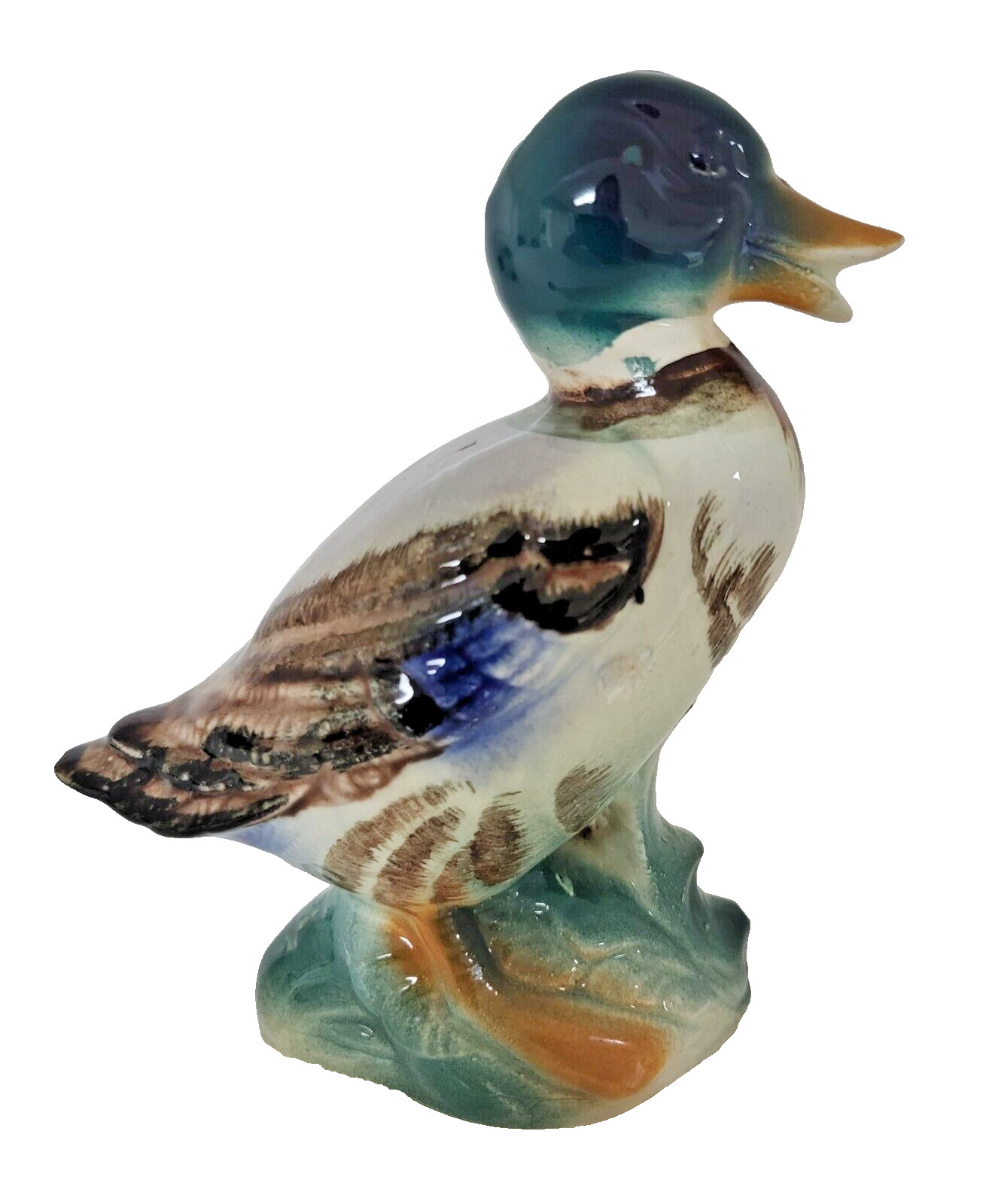 Vintage Ceramic Duck Figurine-Mallard - Great Color Glazed Finish - 