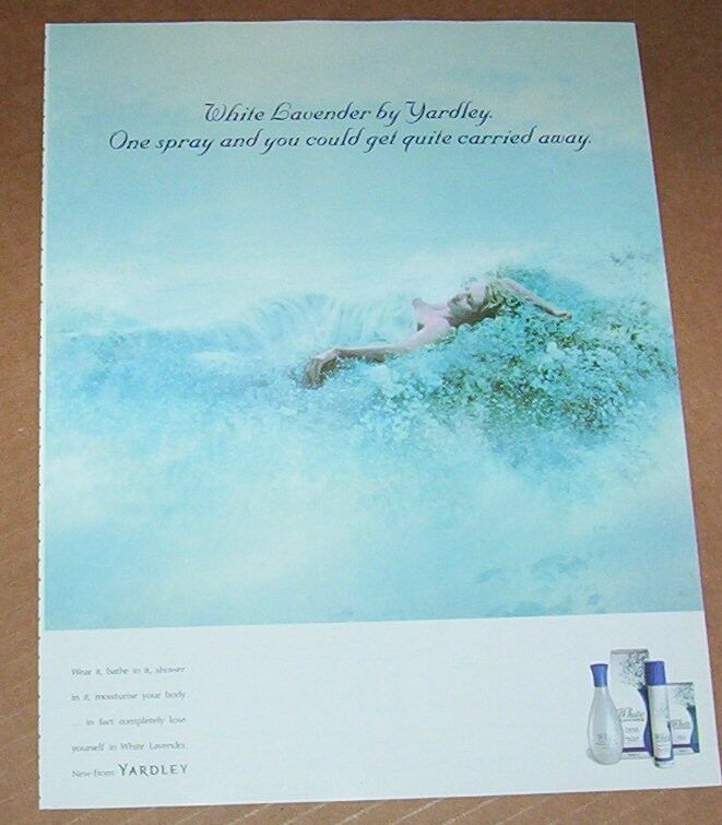 1995 print ad page - Yardley White Lavender girl -get carried away- advertising