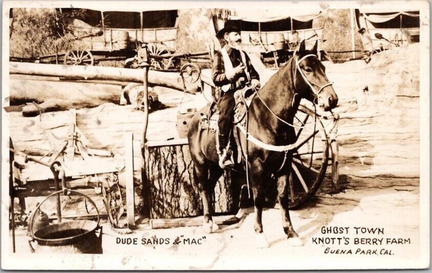 1950s Buena Park Calif. KNOTT'S BERRY FARM Photo RPPC Postcard DUDE SANDS & MAC