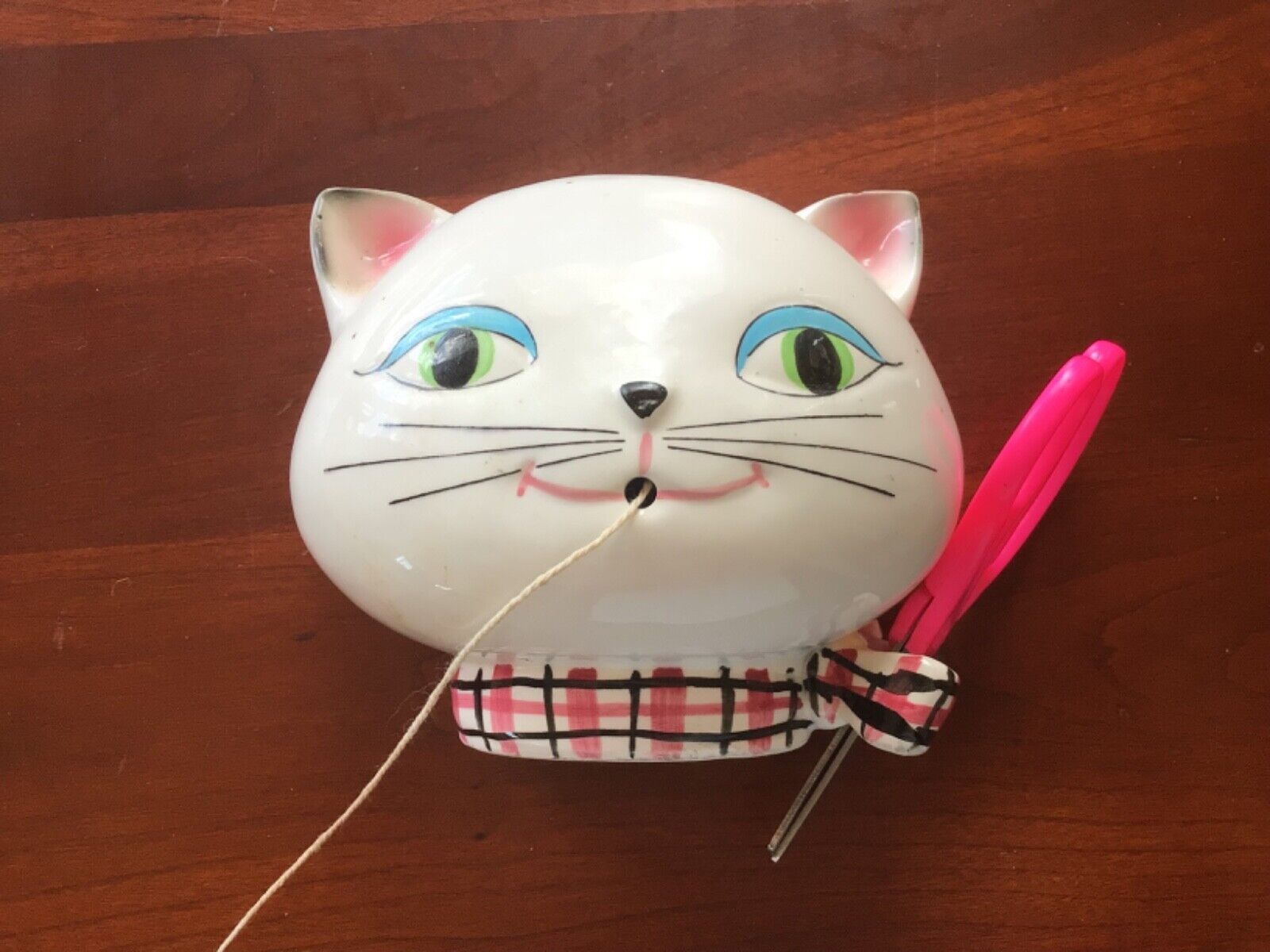 Vintage 1958 Holt Howard Cozy Kitten String & Scissors Holder Cat Head Japan