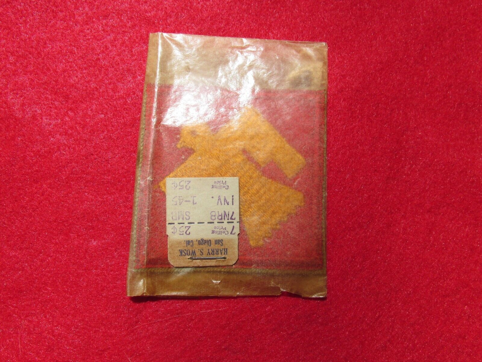 WW 2 45th division patch with store tag and in cellophane wrapper