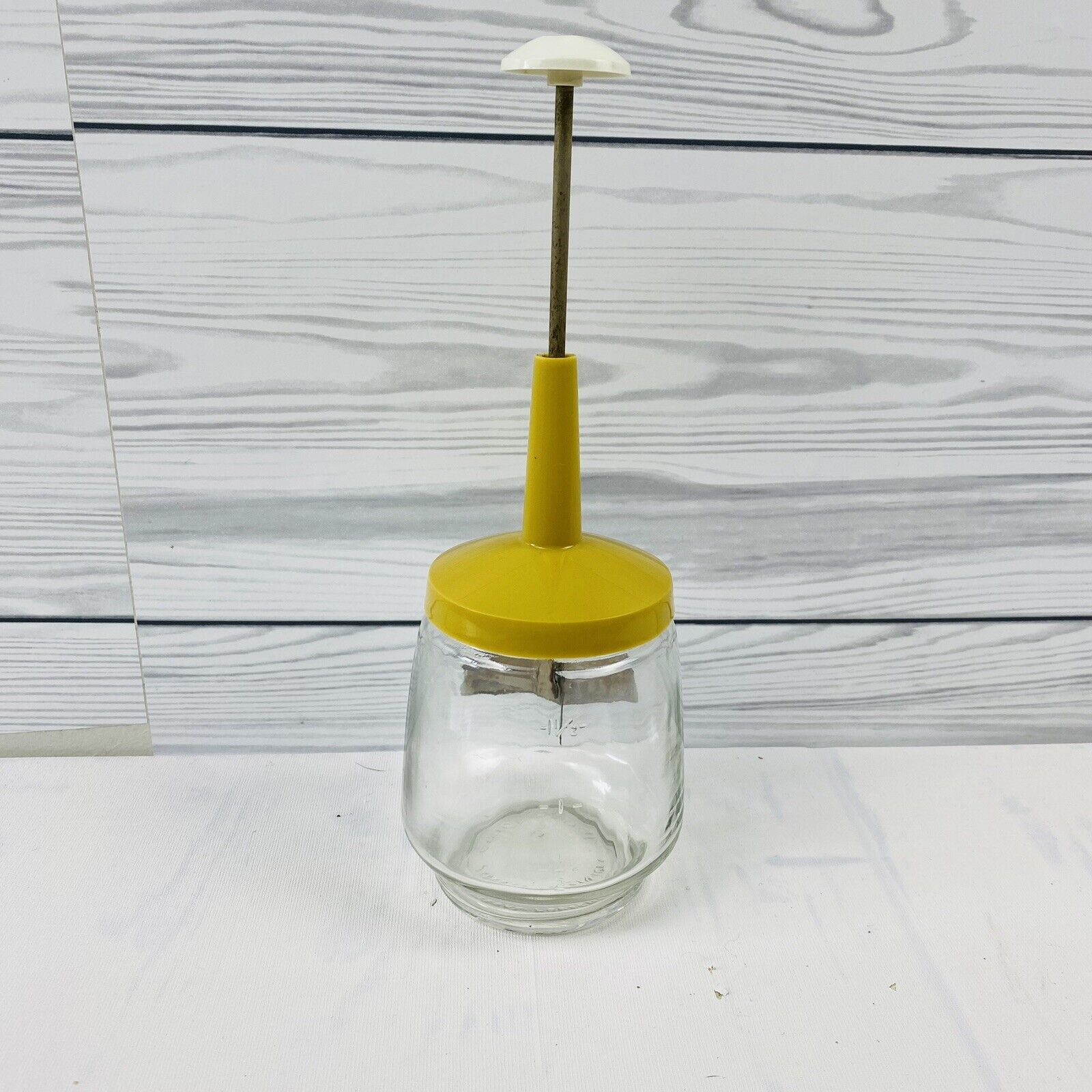 Vintage Federal Housewares Glass Jar Retro Plunger Type Nut/ Onion Chopper