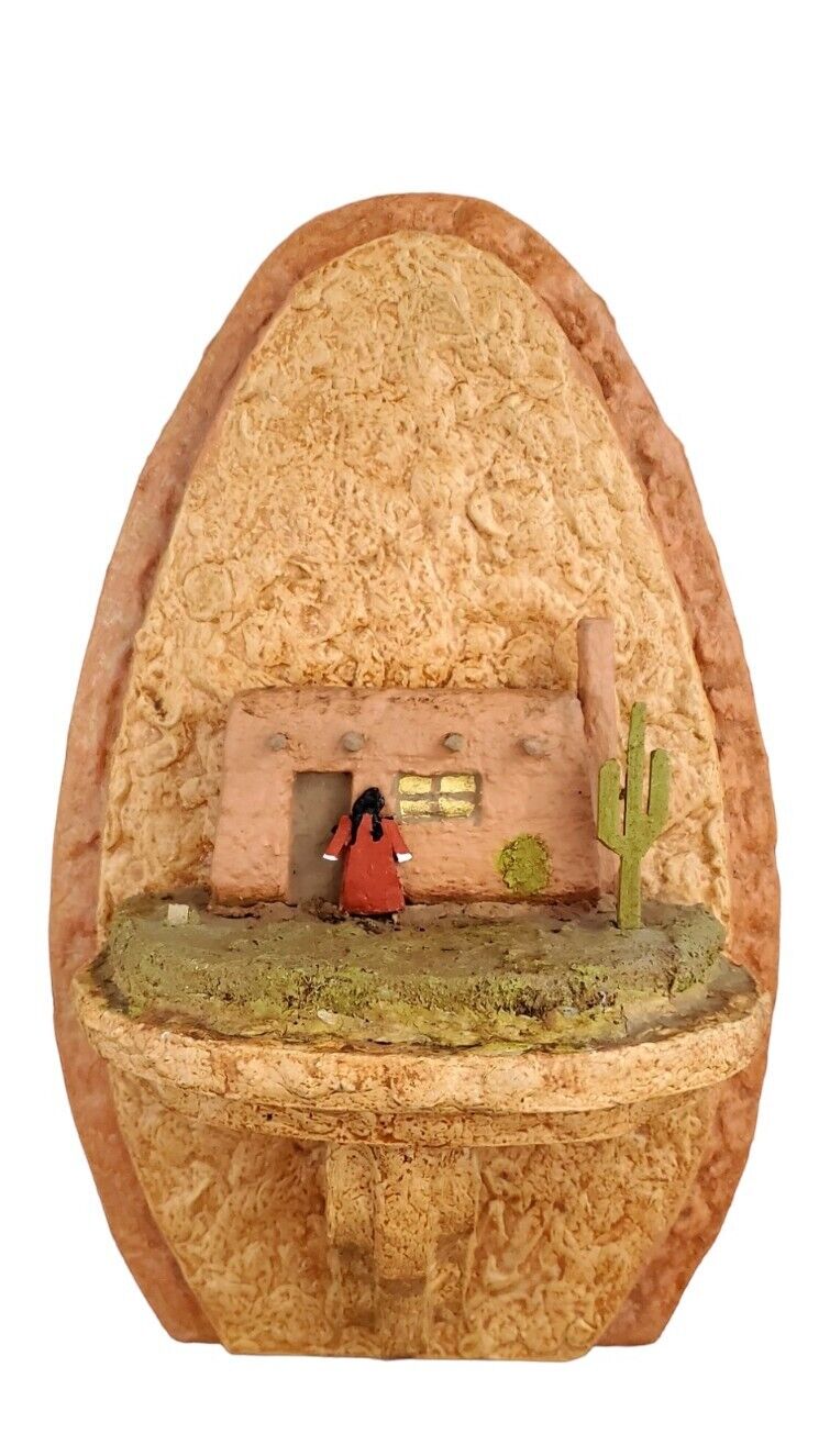 Southwestern Native American 3D Adobe House Ceramic Pottery Wall Hanging Cactus