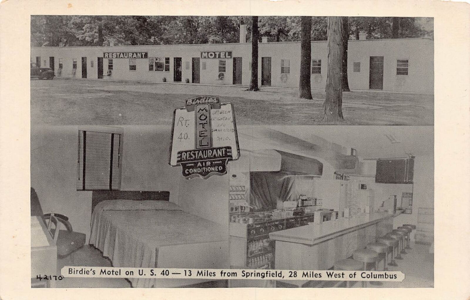 J91/ Springfield Columbus Ohio Postcard c1940s Birdie\'s Motel Interior  174