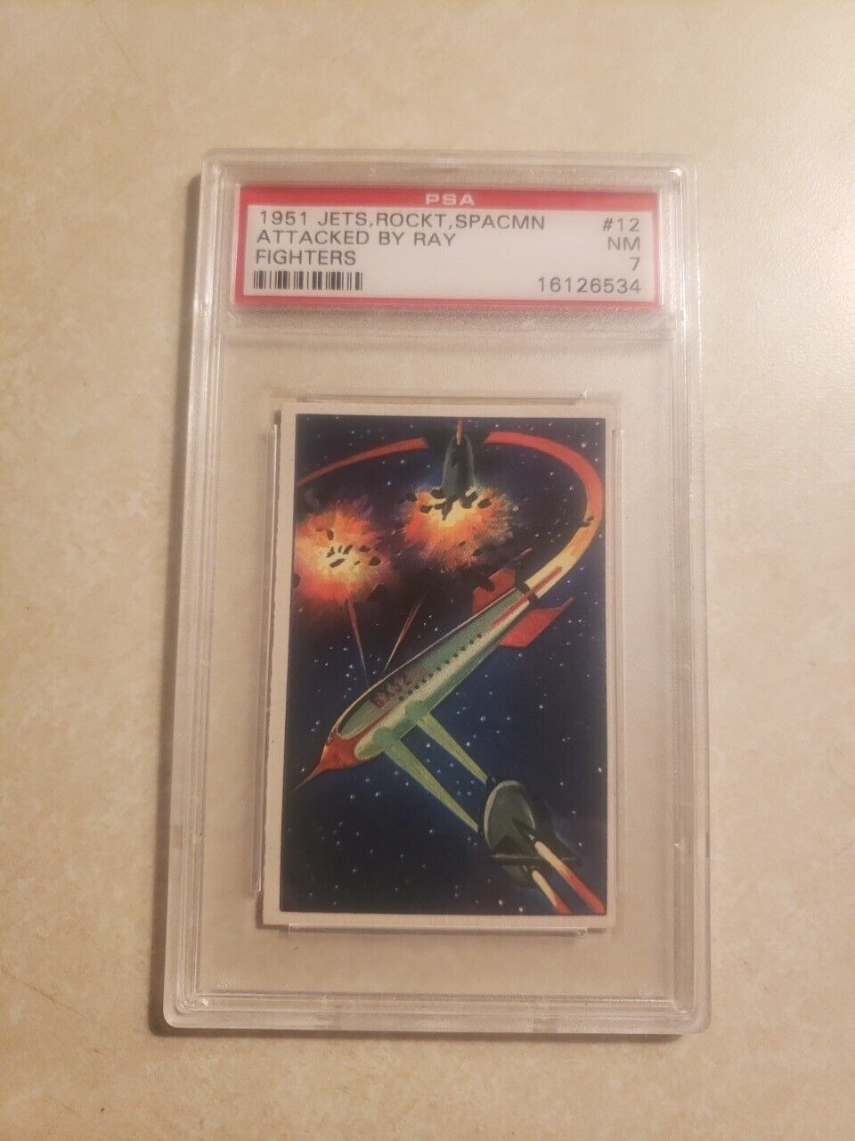 🚀Attacked By Ray Fighters 1951 Bowman Jets Rockets Spacemen #12 PSA 7 NM 